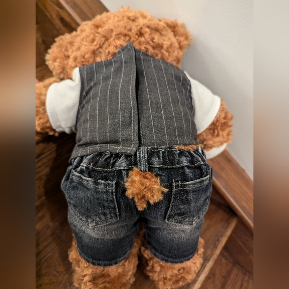 Build A Bear 2010 champ Brown Teddy Bear, Plush with  jeans and vest. - Picture 4 of 11